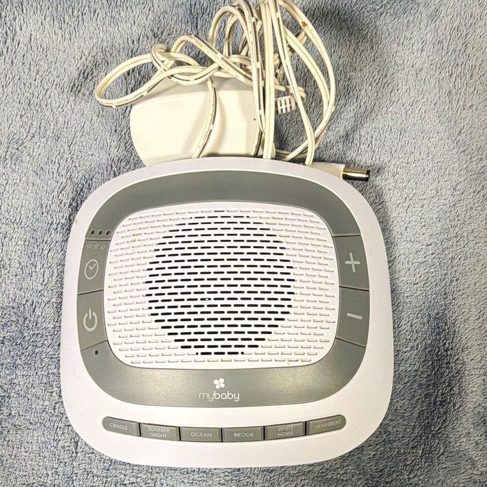 mybaby White Noise Sound Machine Sleep Aid w/ AC Adapter, White/Gray, Ocean